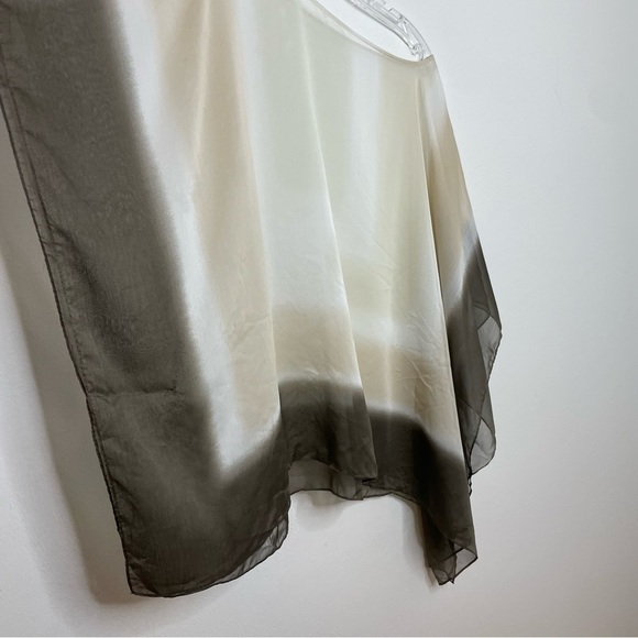 Sheer Ethereal Boho Geometric Ombré Poncho Tunic Top Minimalist Contemporary - Picture 7 of 12